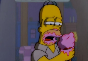Homer Simpson with ice cream on his face
